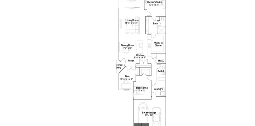 Townhouse floor plan «Townhouse», 2 bedrooms in Arden - The Twin Homes Collection