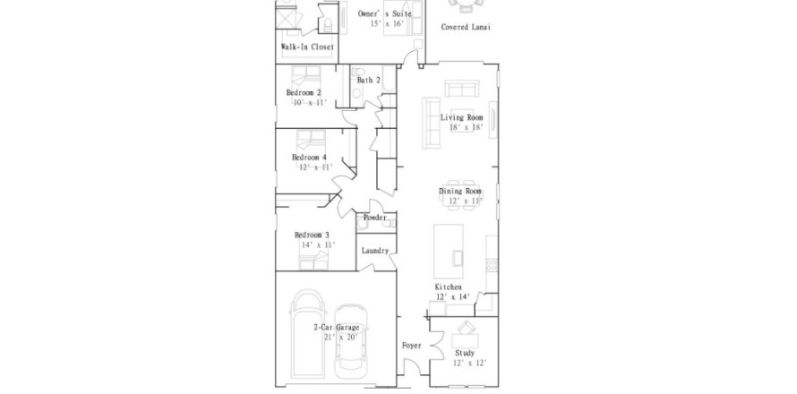 Планировка виллы или дома «House» 4 спальни в ЖК Shearwater - Shearwater - Single Family