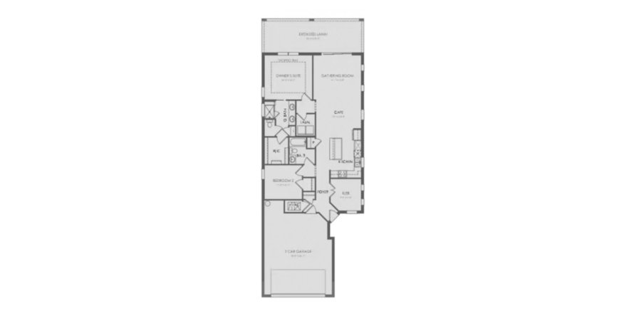 Планировка таунхауса «131SQM CONTOUR» 2 спальни в ЖК EDGEWATER AT BABCOCK RANCH