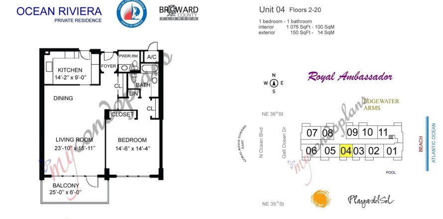 Condo in Fort Lauderdale, Florida, 1 bedroom  № 1146063