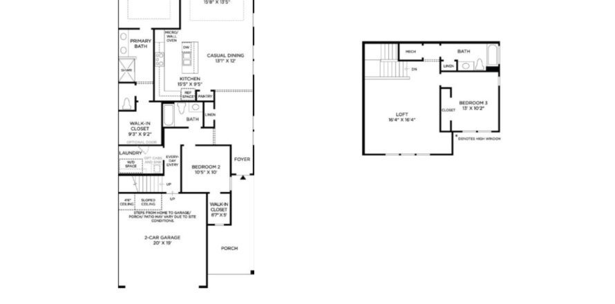 Планировка таунхауса «Townhouse» 3 спальни в ЖК West End at Town Center