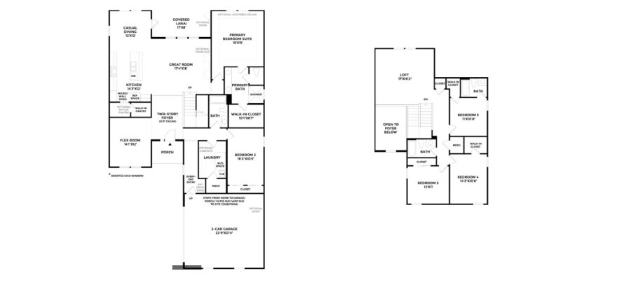 Планировка виллы или дома «House» 5 спален в ЖК Coral Ridge at Seabrook by Toll Brothers