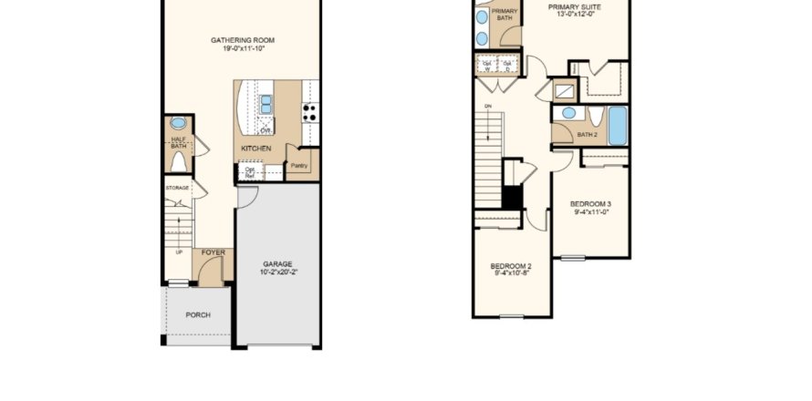 Townhouse floor plan «Townhouse», 3 bedrooms in Annie's Walk by Taylor Morrison