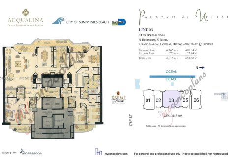 Condominio en venta en Sunny Isles Beach, Florida, 5 dormitorios, 410.16 m2 № 1357166 - foto 22