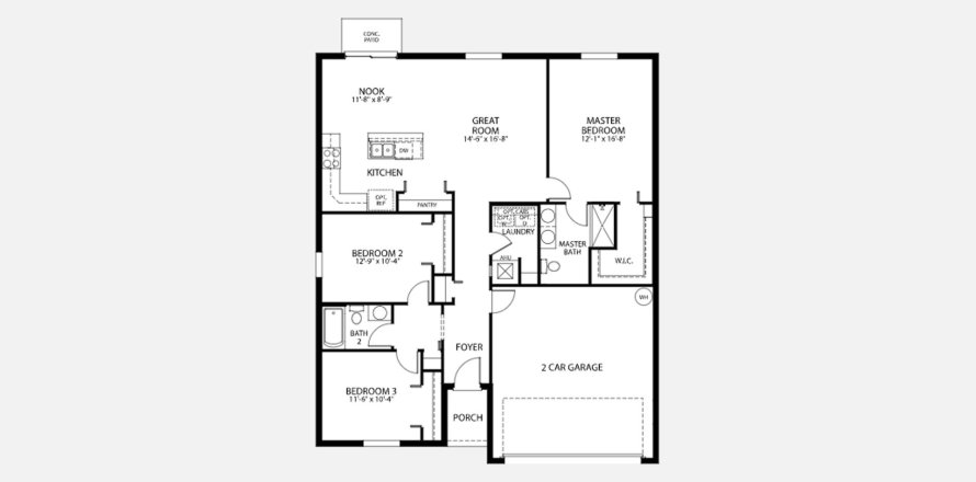 Townhouse floor plan «134SQM», 3 bedrooms in PORT CHARLOTTE