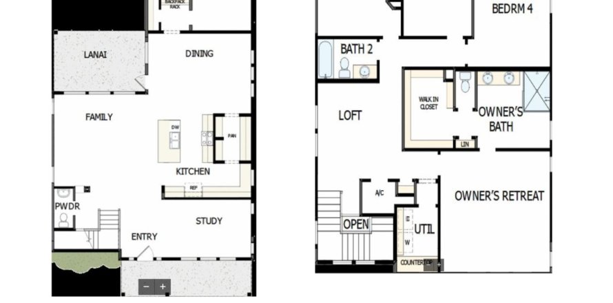 Планировка виллы или дома «House» 4 спальни в ЖК Seabrook Village 50’ Rear Entry