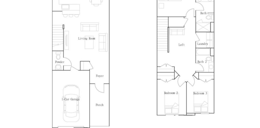 Townhouse floor plan «Townhouse», 3 bedrooms in Longbay Townhomes