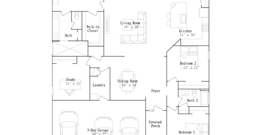 House floor plan «House», 3 bedrooms in Saddle Oaks - Saddle Oaks 60s