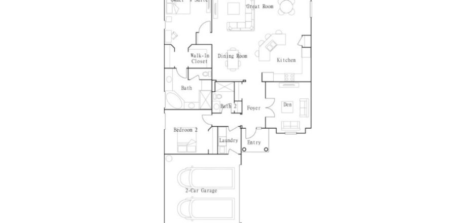 House floor plan «House», 2 bedrooms in Wellen Park Golf & Country Club - Executive Homes