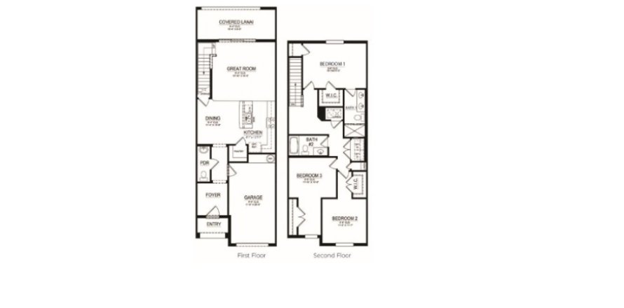 Townhouse floor plan «Townhouse», 3 bedrooms in Laurel Dunes