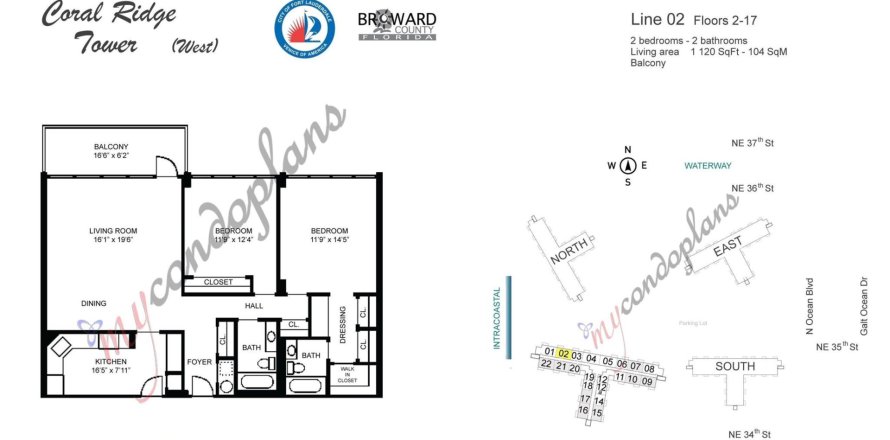 Condo in Fort Lauderdale, Florida, 2 bedrooms  № 1228784