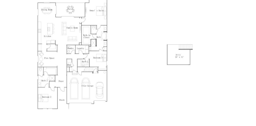 Планировка виллы или дома «House» 3 спальни в ЖК Southern Hills - Southern Hills Manors