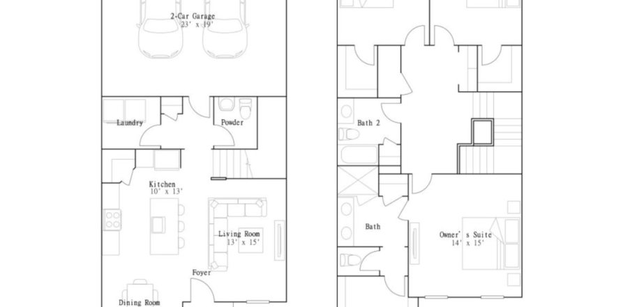 Townhouse floor plan «Townhouse», 3 bedrooms in Shearwater - Shearwater 24ft Townhomes