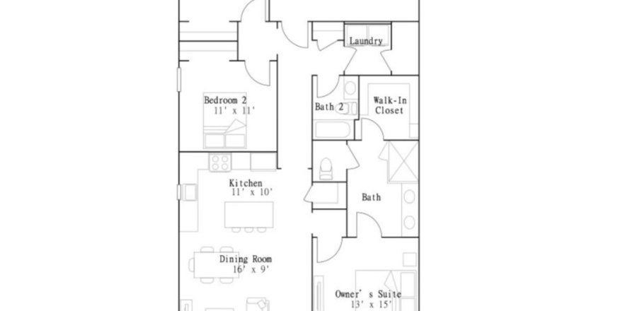 Планировка объекта «Townhouse» 3 спальни в ЖК Shearwater - Shearwater 24ft Townhomes