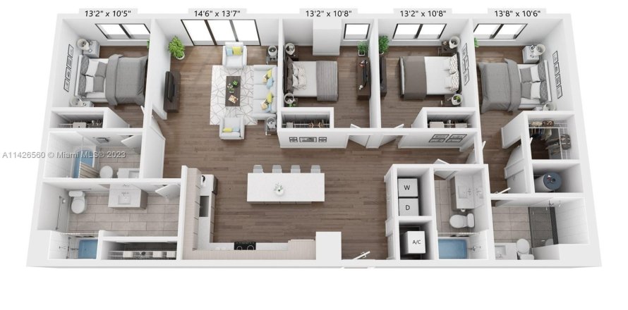 Apartment in Miami, Florida 4 bedrooms, 153.57 sq.m. № 636428